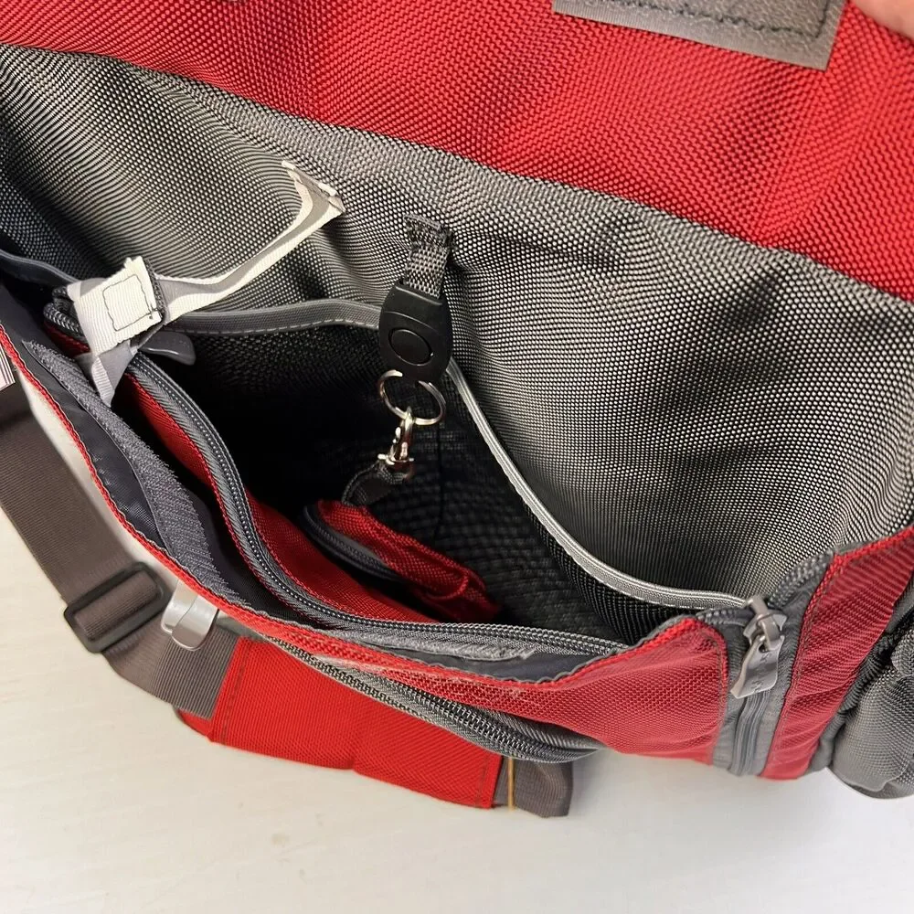 simplygood Smart Square Diaper Bag Red Insulated Backpack Zipper Compartments